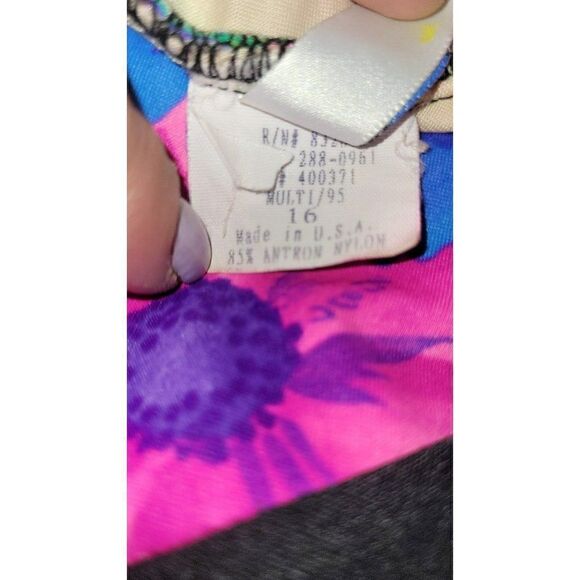 THE SLIMSUIT Vintage Hawaiian Floral Plus Size One-Piece Swimsuit Women's Sz 16 - Picture 4 of 4